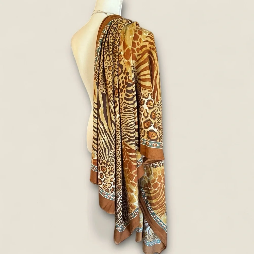 Leopard Print Scarf in Brown and Tan